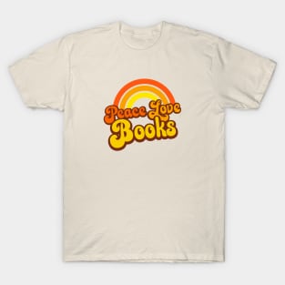 Peace Love Books - Retro Rainbow T-Shirt